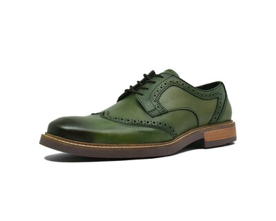 Foto 2 | Bostoniano Warlock 8029 Verde Pintado A Mano De Piel Para Hombre