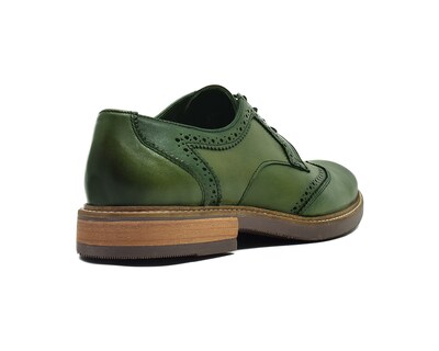 Foto 3 | Bostoniano Warlock 8029 Verde Pintado A Mano De Piel Para Hombre