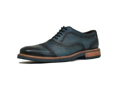 Foto 2 | Bostoniano Warlock 8032 Azul De Piel Pintado A Mano Para Hombre