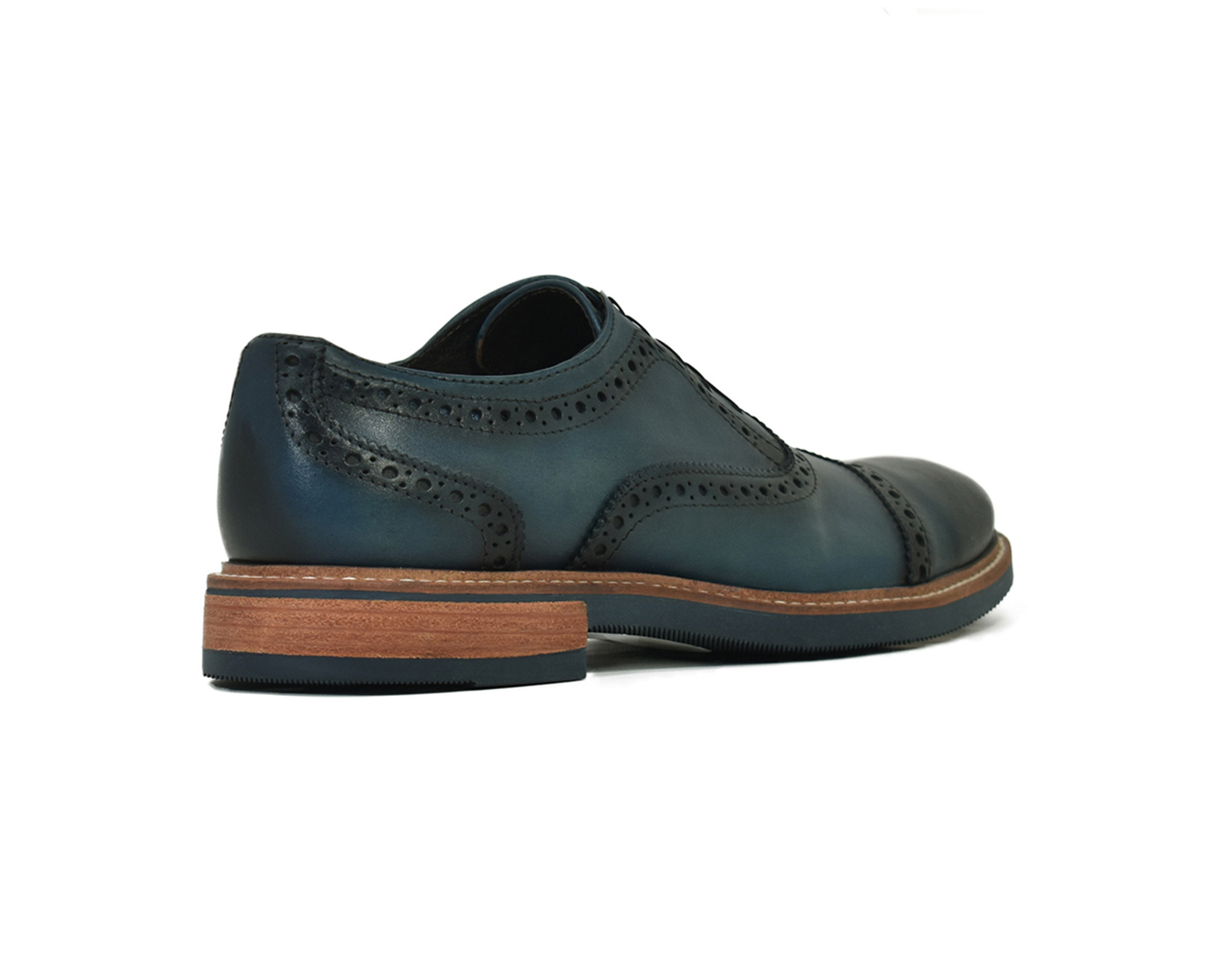 Foto 4 pulgar | Bostoniano Warlock 8032 Azul De Piel Pintado A Mano Para Hombre