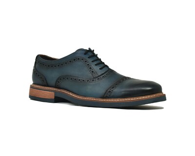 Foto 4 | Bostoniano Warlock 8032 Azul De Piel Pintado A Mano Para Hombre