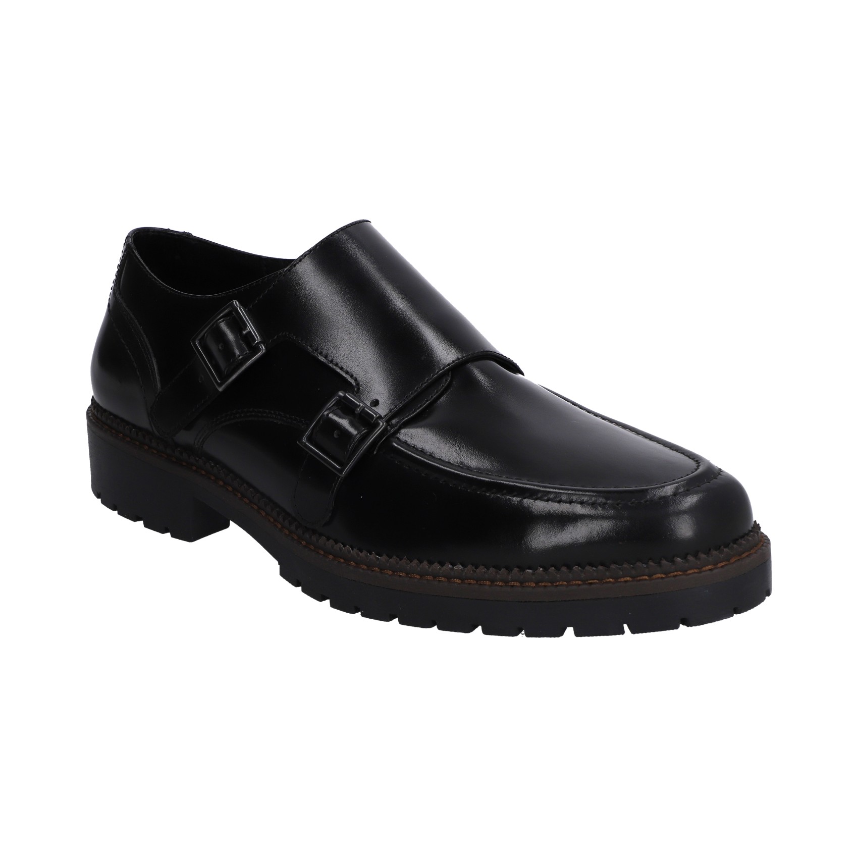 Zapato Berlin Caballero Piel Negro Monkstrap Casual