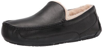 Foto 1 | Slipper Ugg Ascot Para Hombre, Piel Negra, Resistente Al Agua - Venta Internacional.