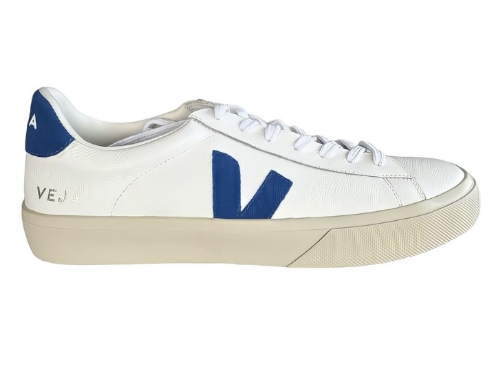 Foto 2 pulgar | Tenis Veja Blancos de Piel con Logo en Azul Talla 27