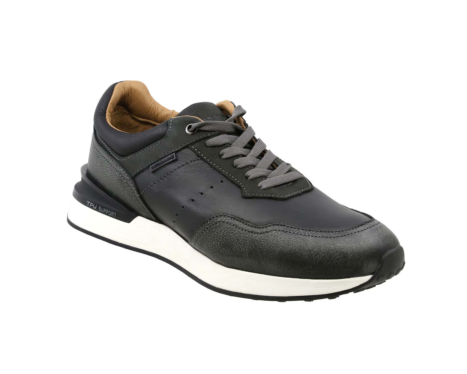 Sneaker de Piel Swissbrand Renens 300 Negros para Hombre