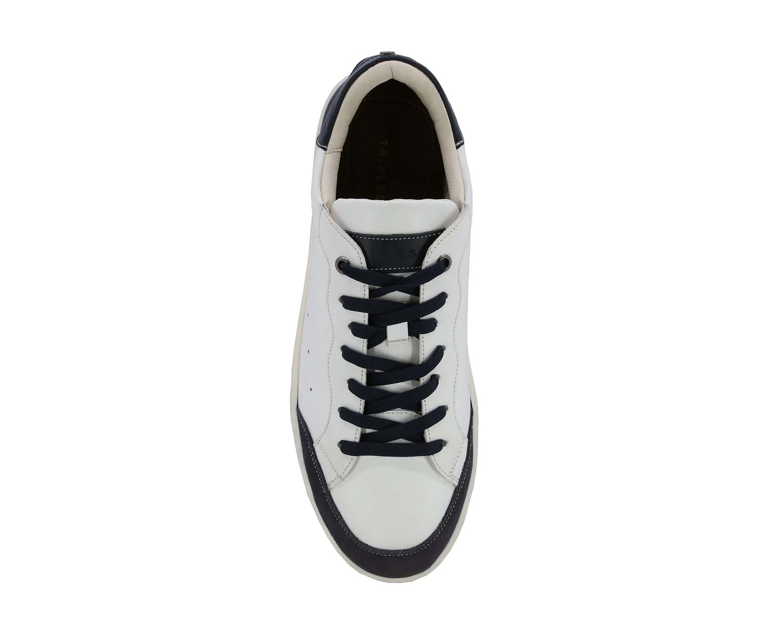 Foto 7 pulgar | Sneaker Casuales de Piel Triples Edric 36053 Blancos para Hombre