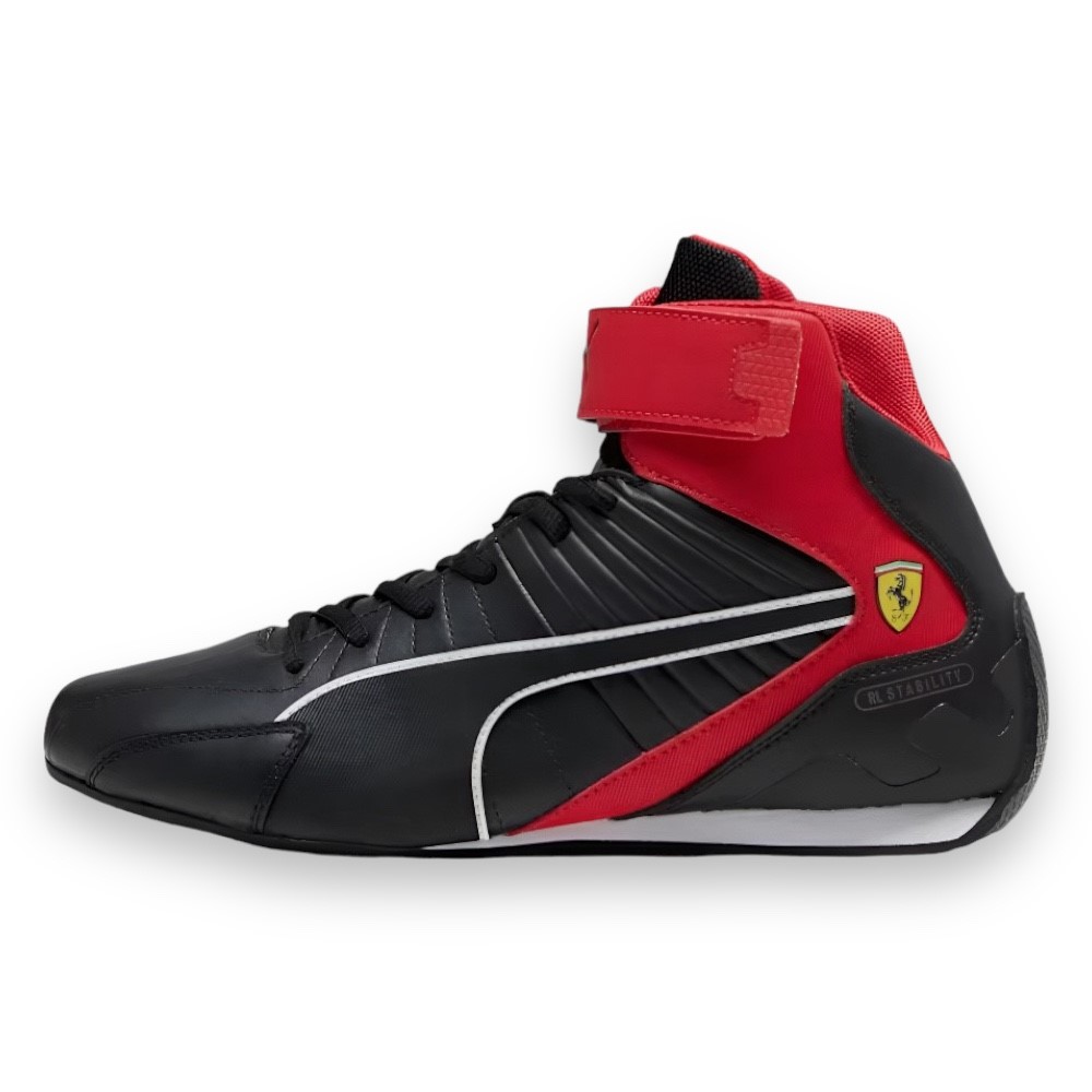 Tenis Puma Ferrari Kart Cat Mid Negro con Rojo