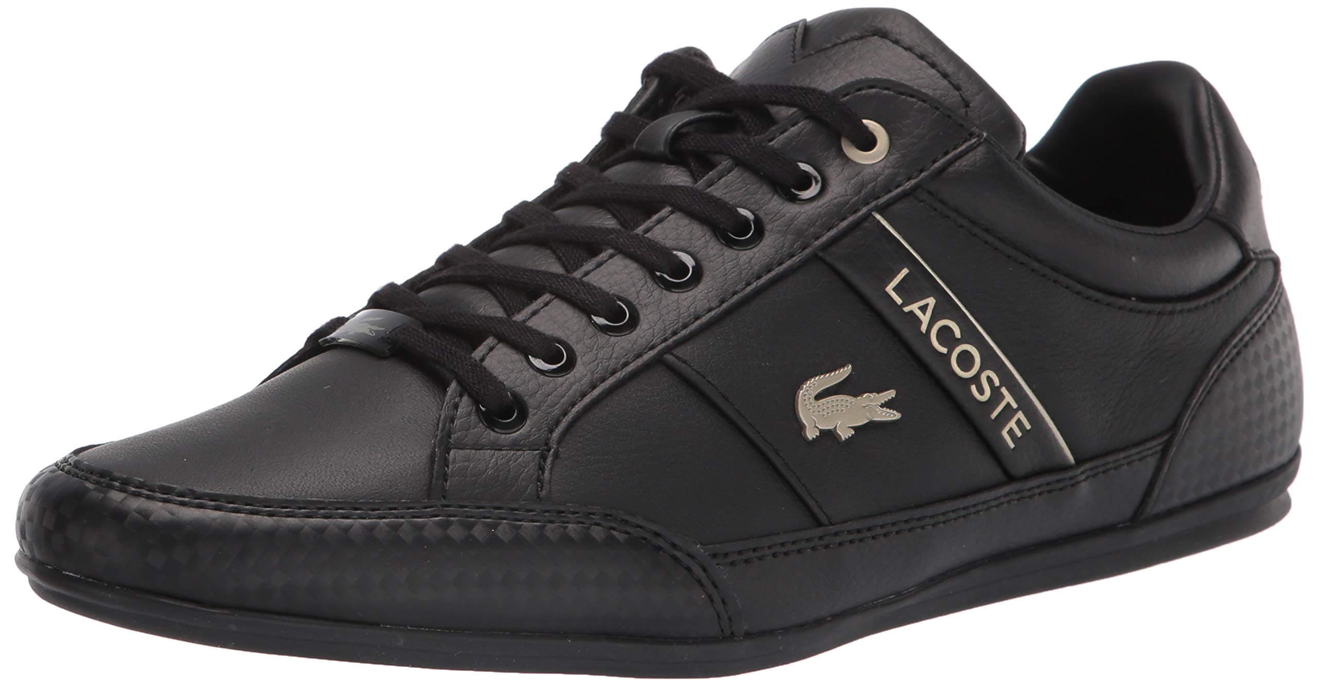 Zapatillas Lacoste Chaymon Para Hombre En Piel Negro/negro/dorado - Venta Internacional.