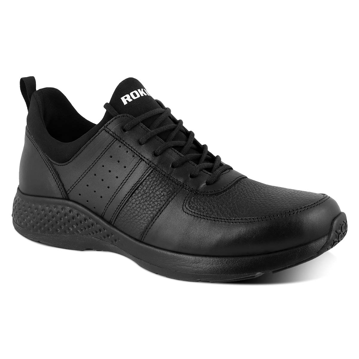 Tenis Sneaker De Piel Rokino 9366 Color Negro Para Hombre