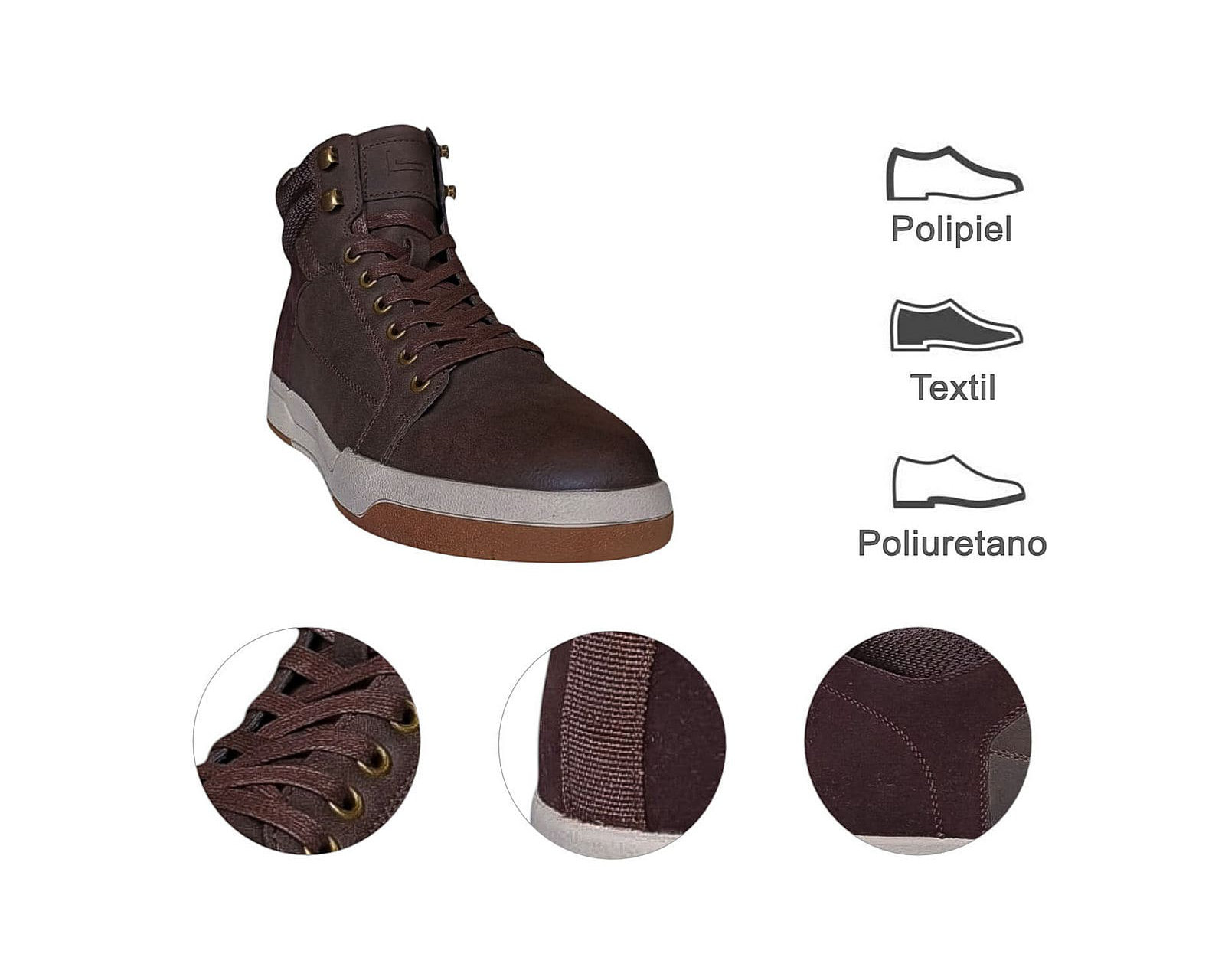 Foto 8 pulgar | Tenis Para Hombre Lob Footwear Pu Café 57704540