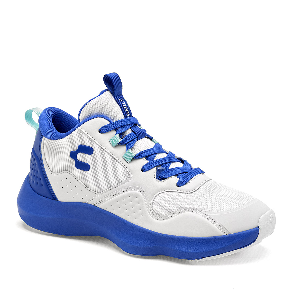 Foto 2 pulgar | Charly Tenis Deportivo Para Hombre Blanco Azul, Basquetball Cod.129604