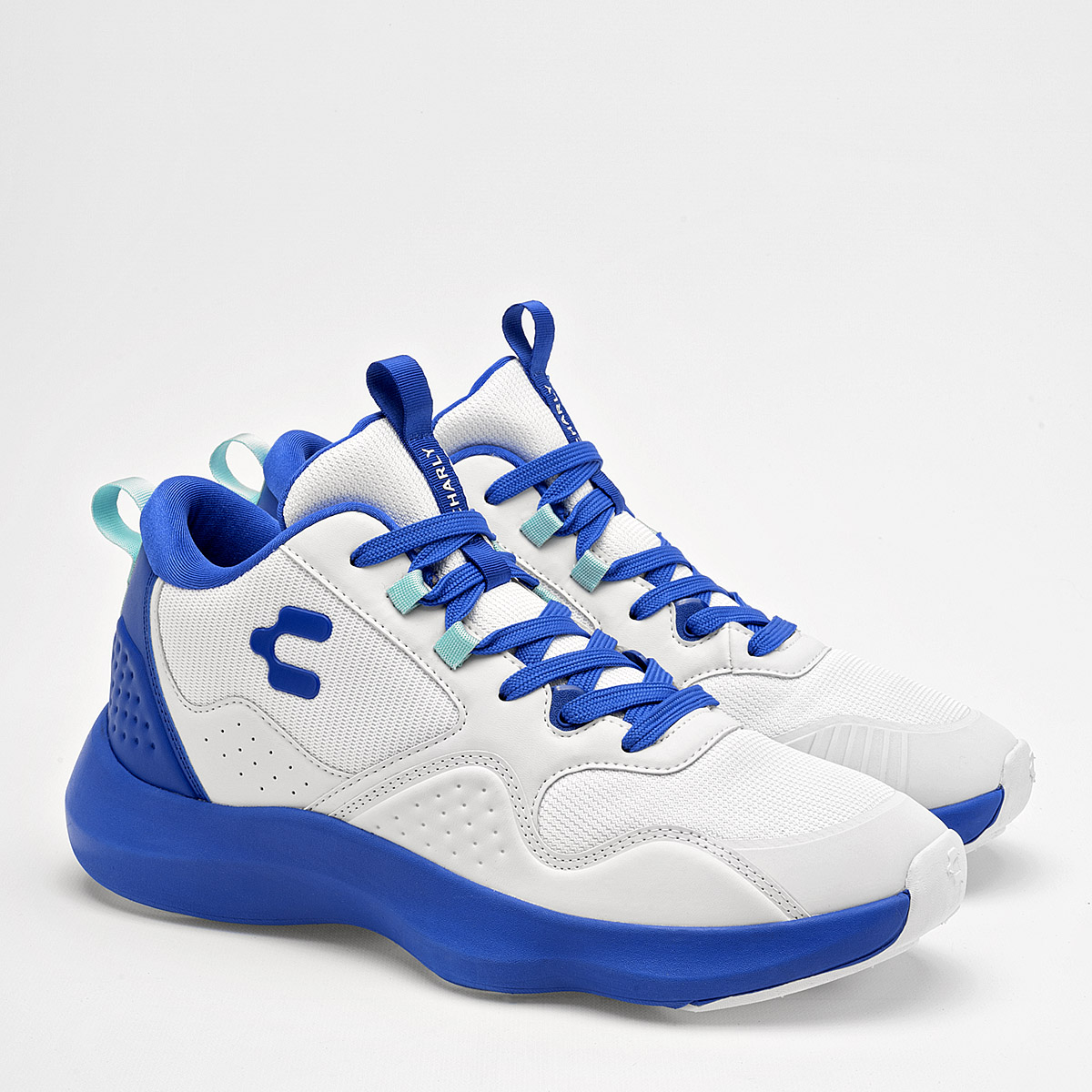 Foto 3 pulgar | Charly Tenis Deportivo Para Hombre Blanco Azul, Basquetball Cod.129604