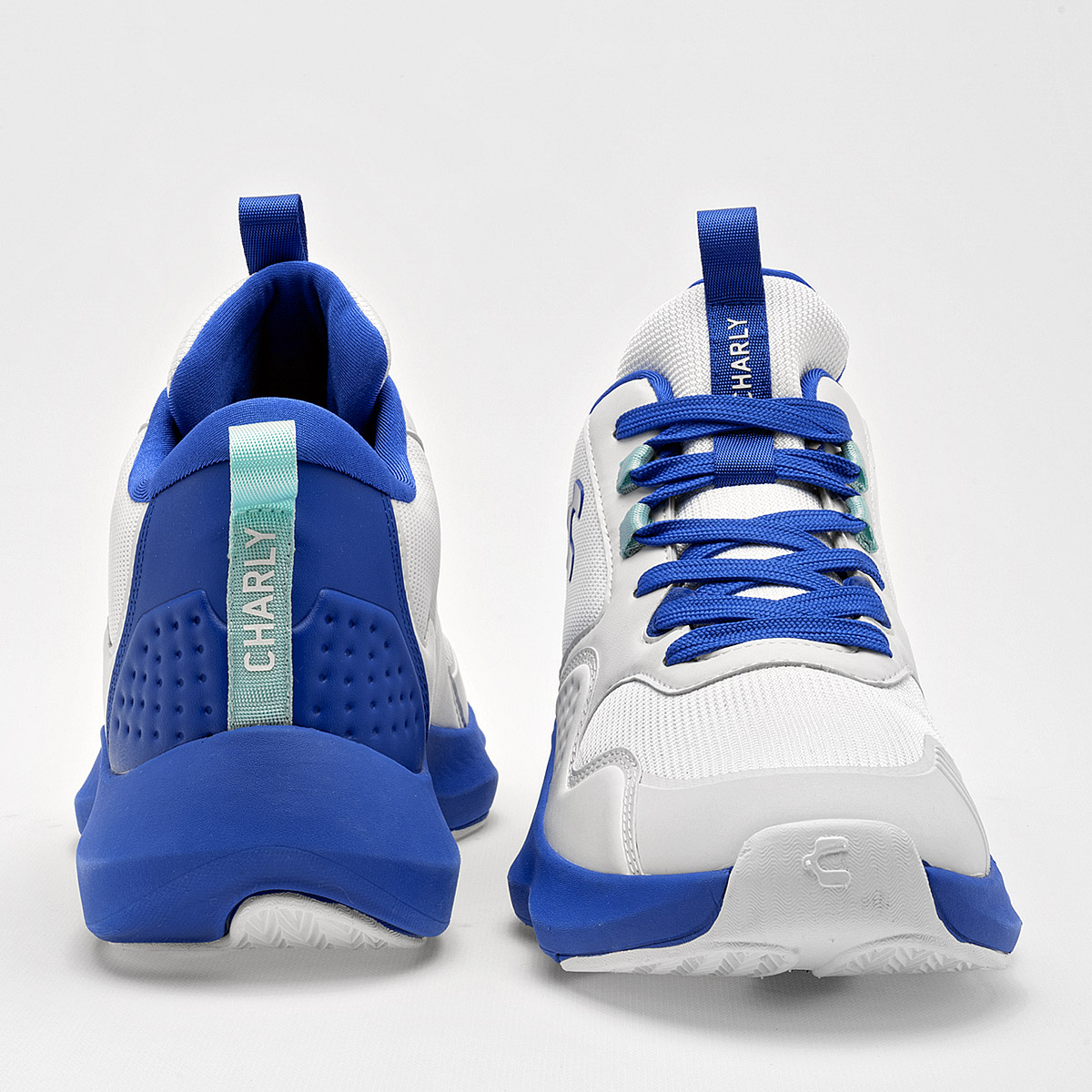 Foto 4 pulgar | Charly Tenis Deportivo Para Hombre Blanco Azul, Basquetball Cod.129604