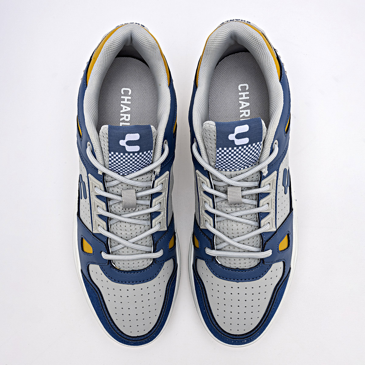 Foto 4 pulgar | Charly Tenis Urbano Para Hombre Marino Gris Amarillo Cod.129635