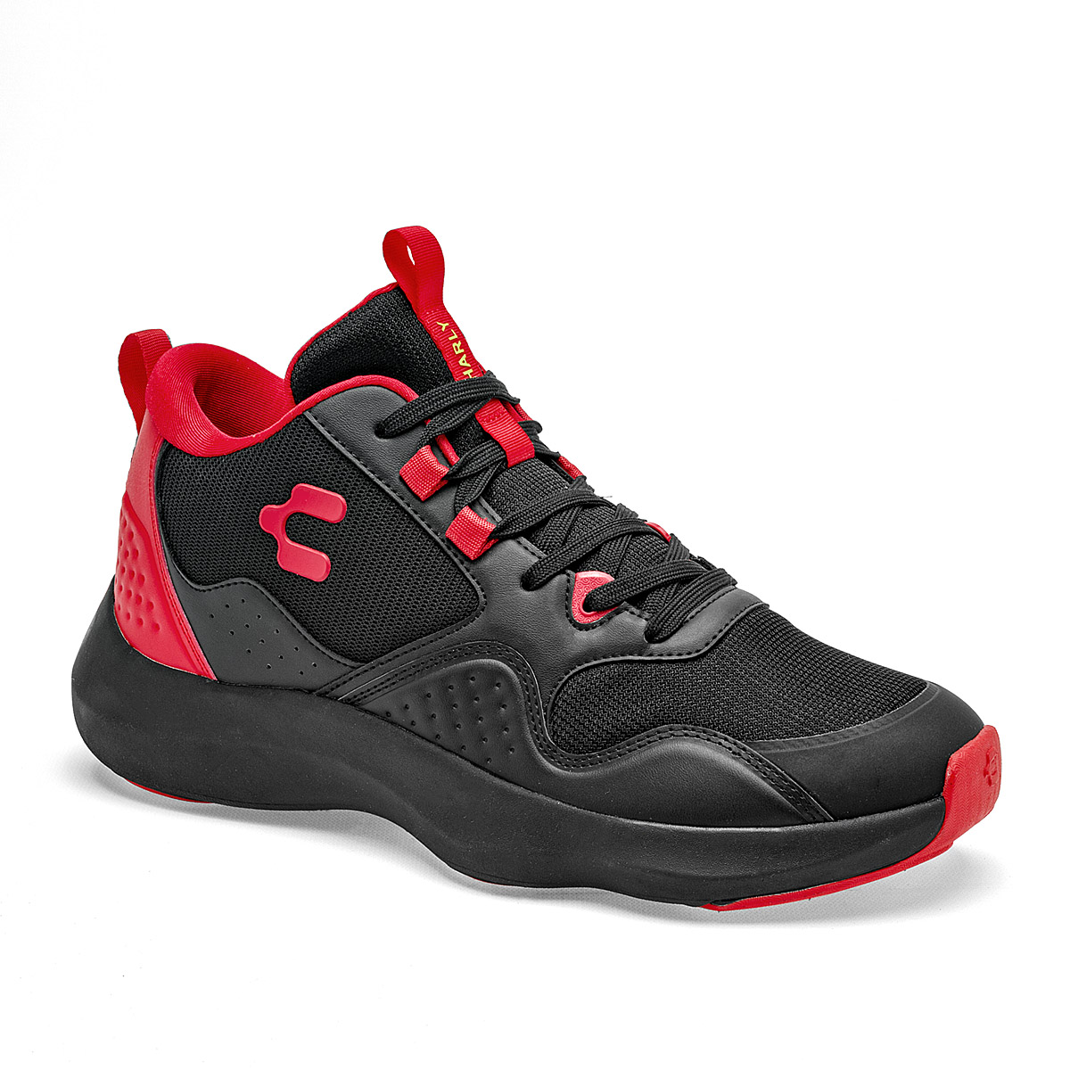 Foto 2 pulgar | Charly Tenis Deportivo Para Hombre Negro Rojo, Basquetball Cod.129603