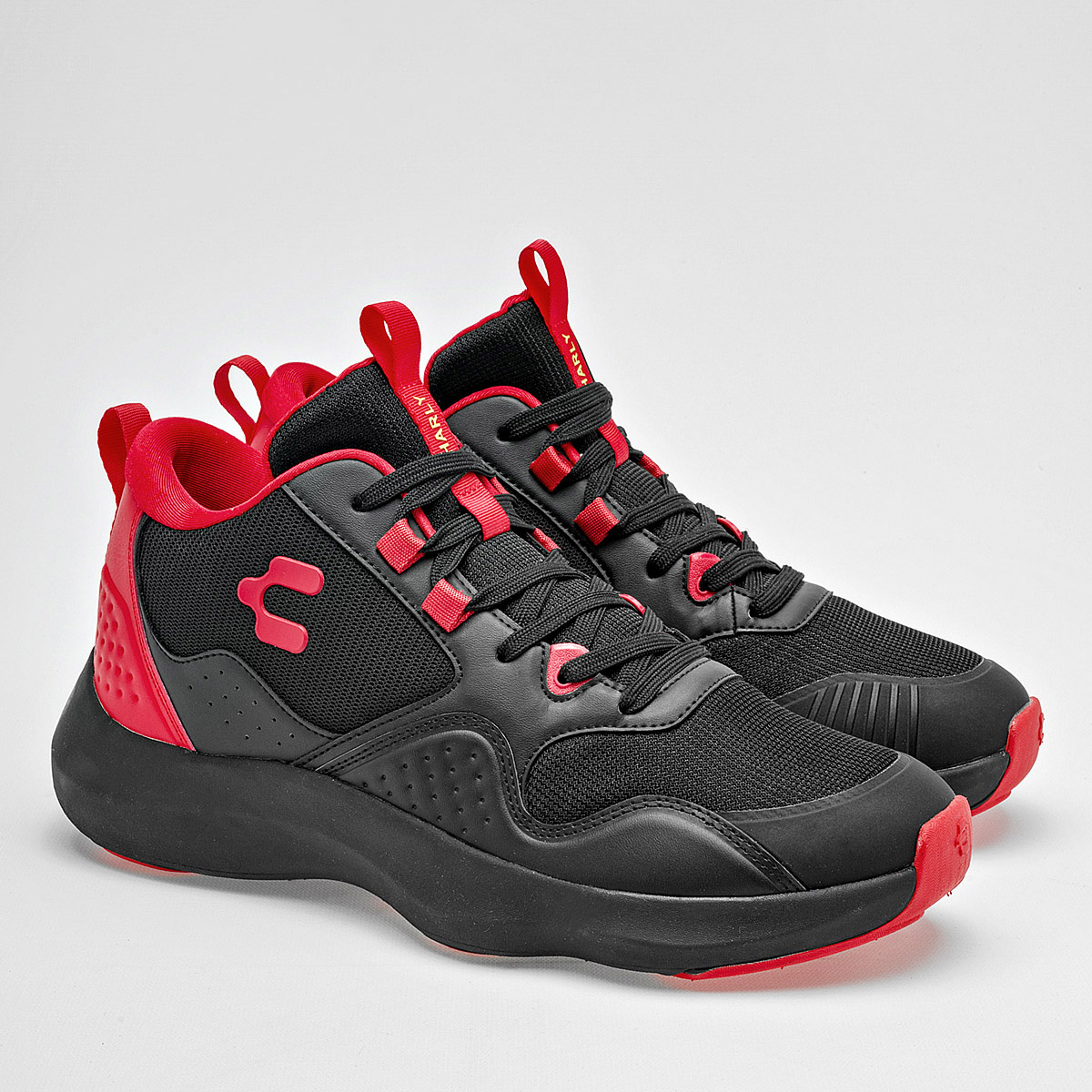Foto 3 pulgar | Charly Tenis Deportivo Para Hombre Negro Rojo, Basquetball Cod.129603