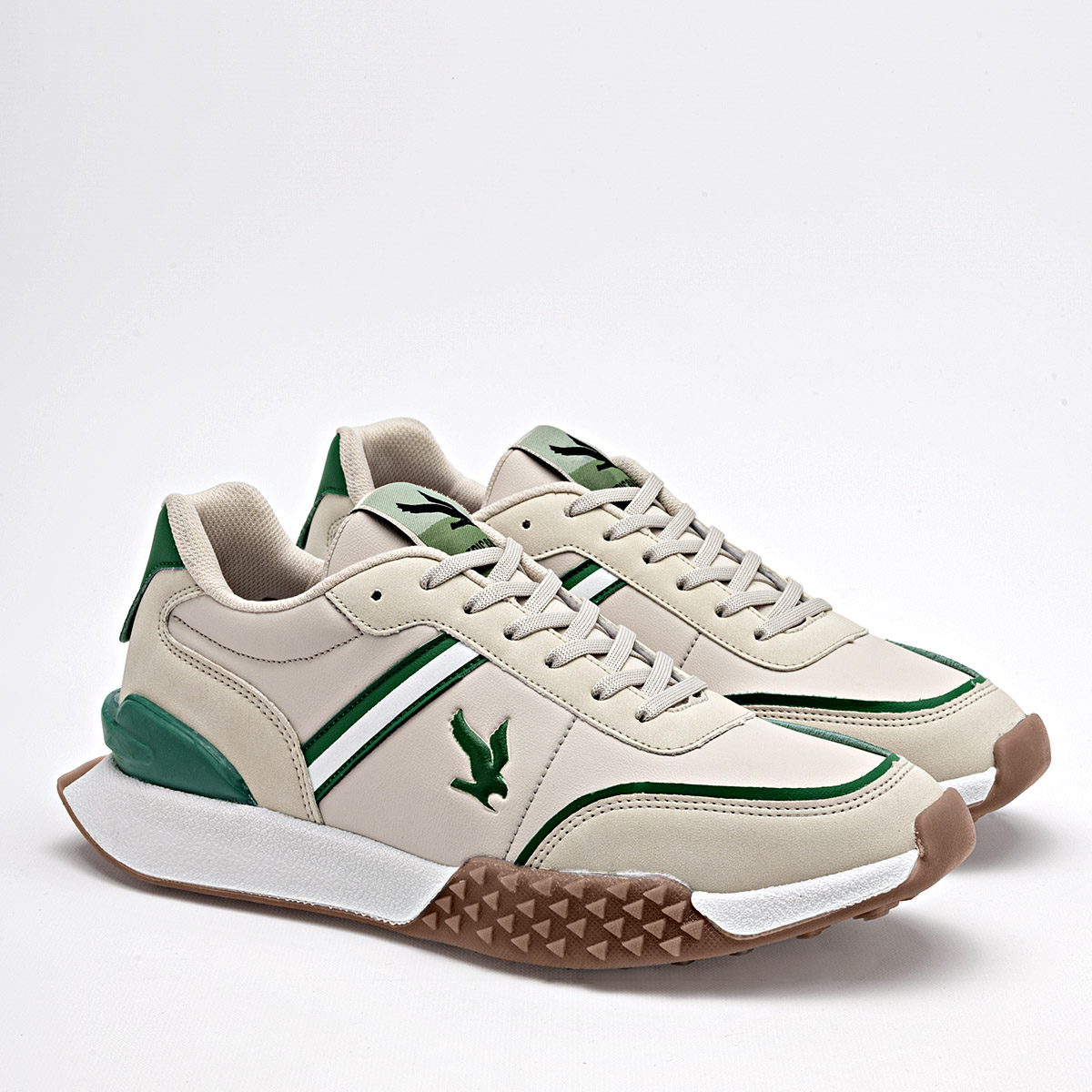 Foto 3 pulgar | American Fire Tenis Urbano Para Hombre Beige Verde Cod.133797