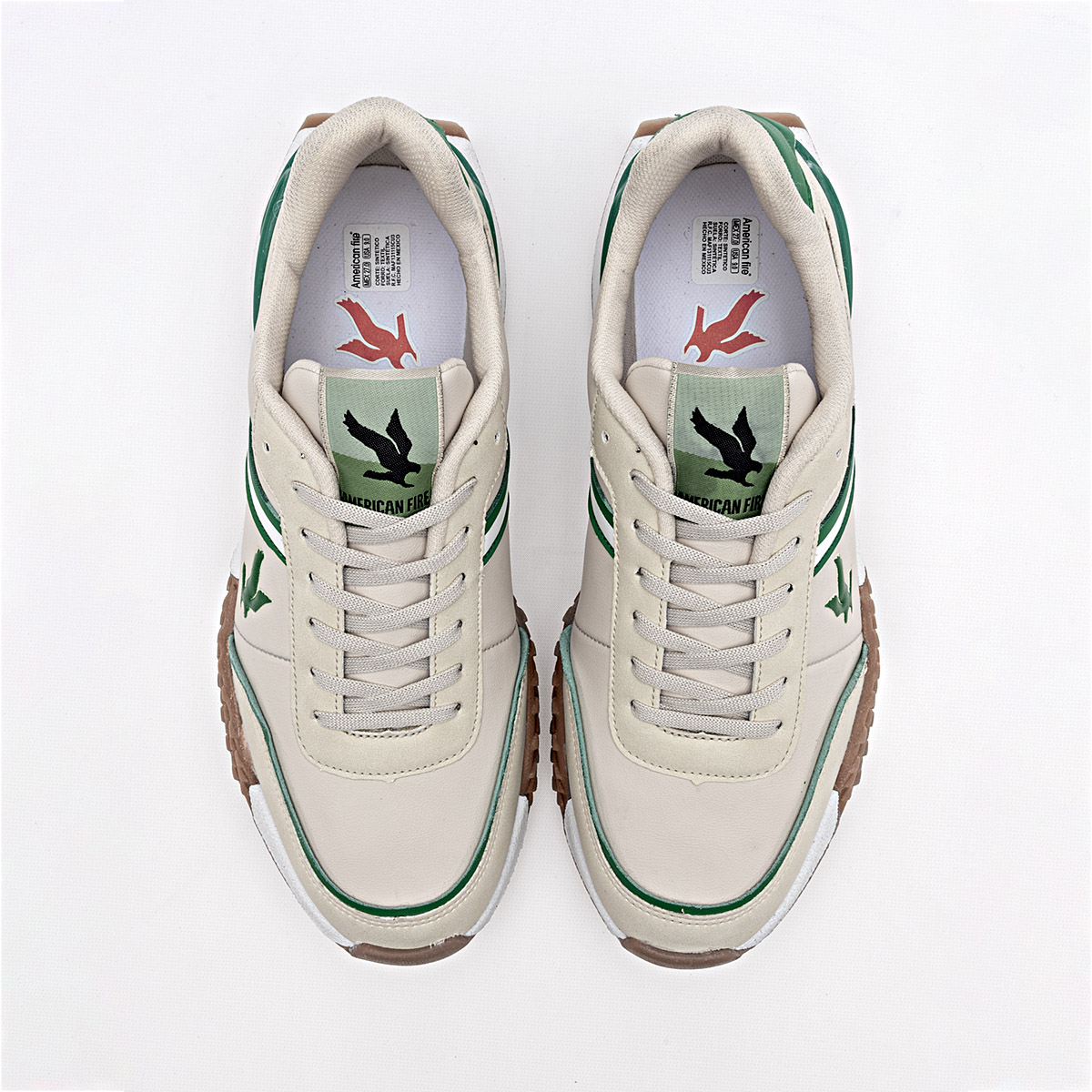 Foto 4 pulgar | American Fire Tenis Urbano Para Hombre Beige Verde Cod.133797