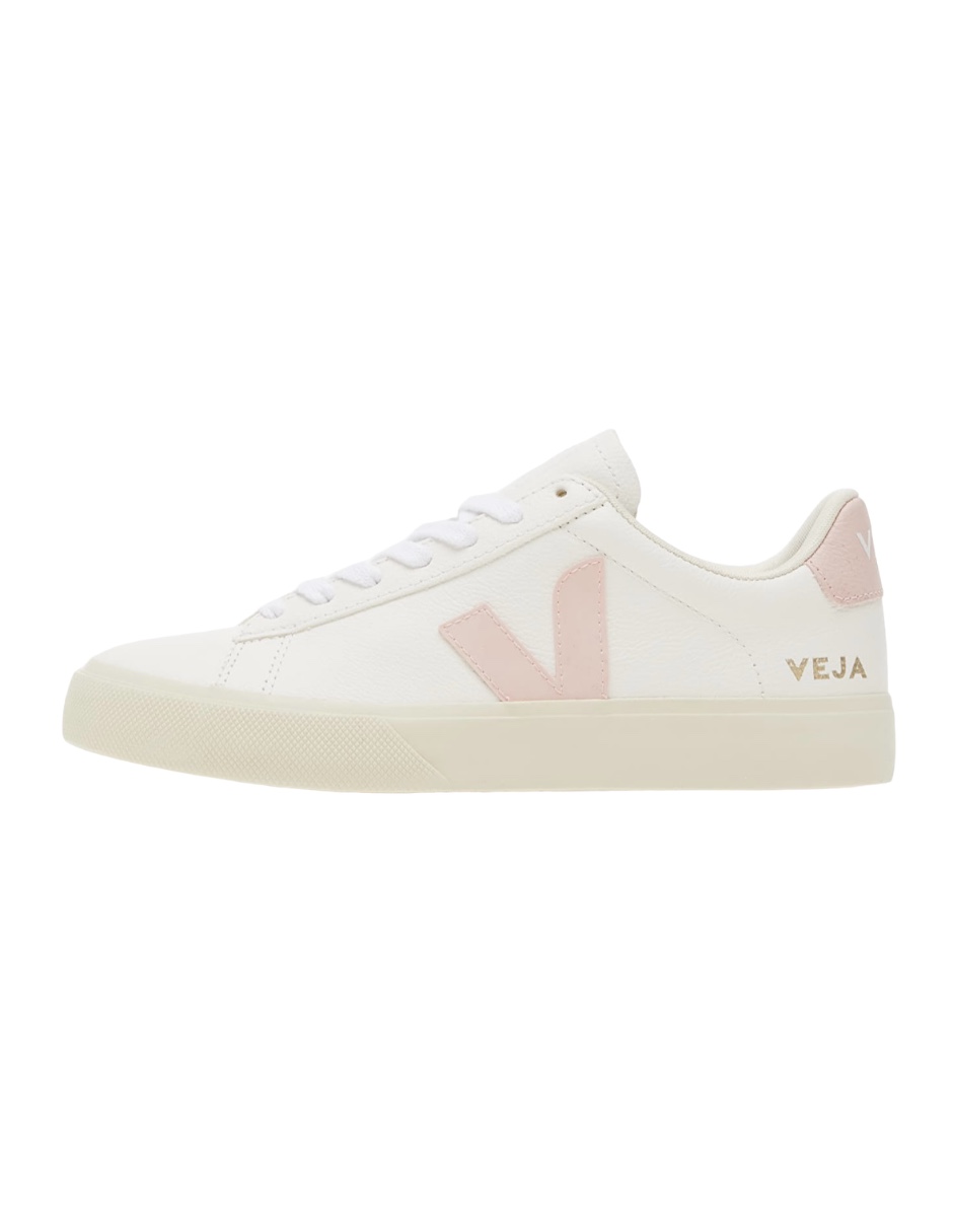 Foto 2 pulgar | Tenis Veja Para Mujer Color Blanco Con Logo Rosa, Agujetas Blancas Y Suela De Goma