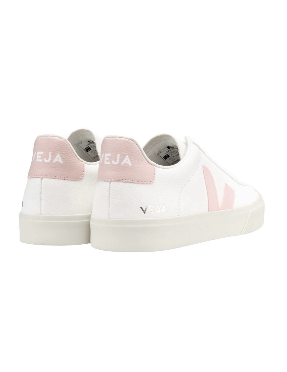 Foto 3 pulgar | Tenis Veja Para Mujer Color Blanco Con Logo Rosa, Agujetas Blancas Y Suela De Goma