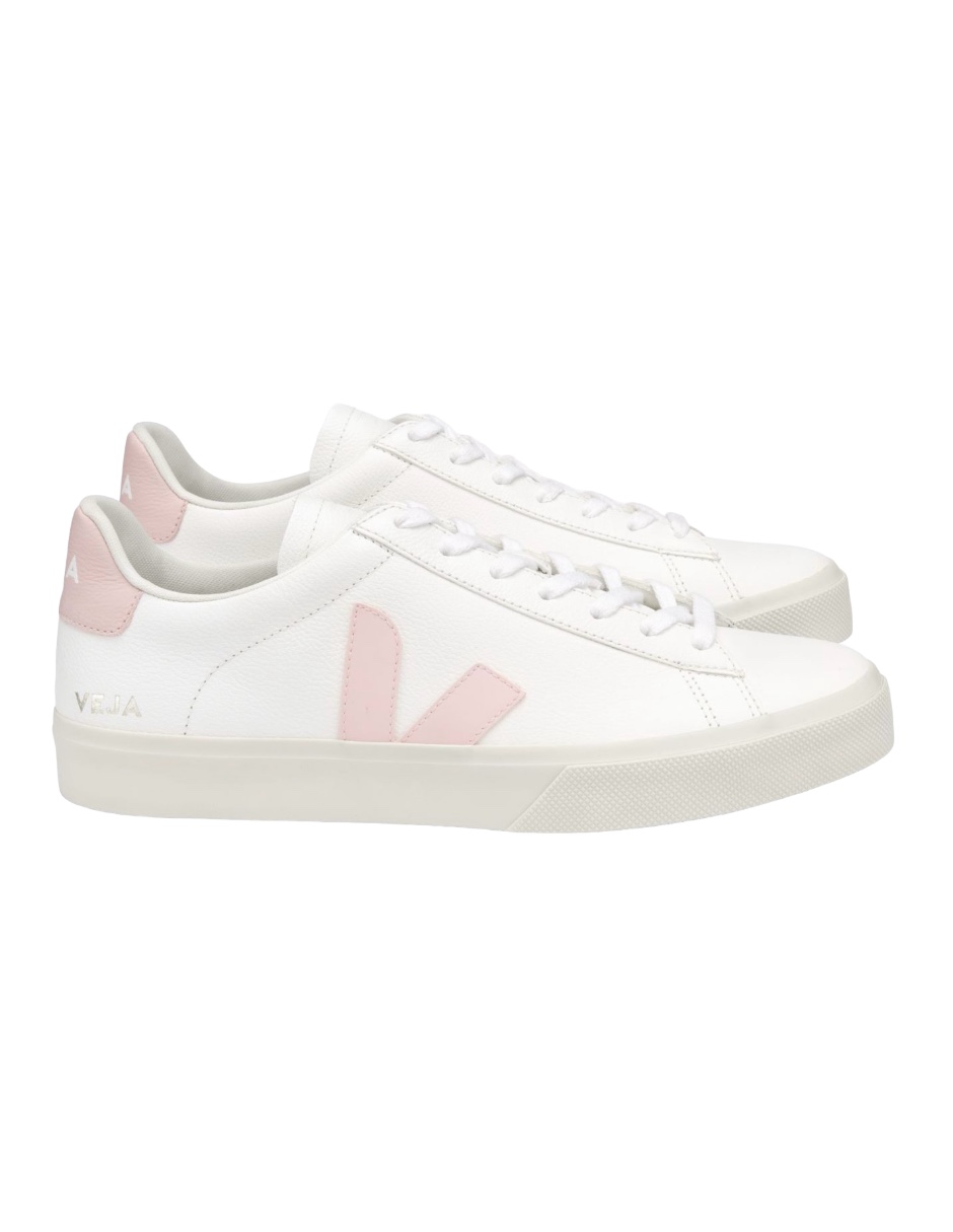 Foto 5 pulgar | Tenis Veja Para Mujer Color Blanco Con Logo Rosa, Agujetas Blancas Y Suela De Goma