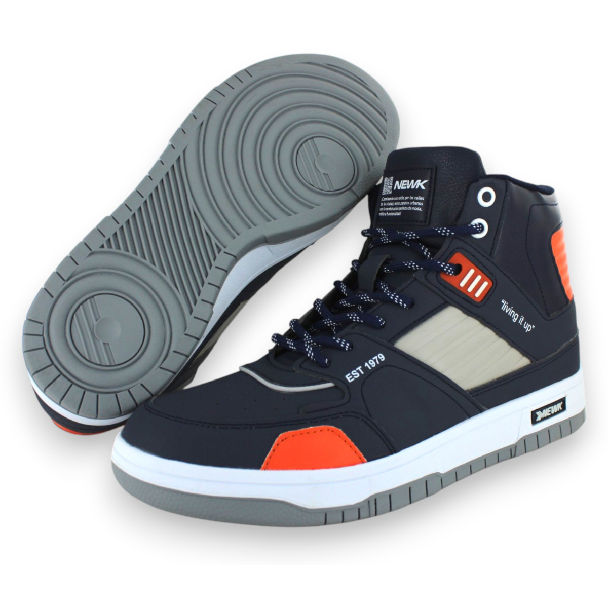 Foto 1 | Tenis Casual Azul Marino Naranja Hombre 25bosse Newk