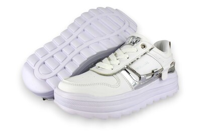 Foto 1 | Tenis Casual Blanco Plata Mujer Tauret Newk