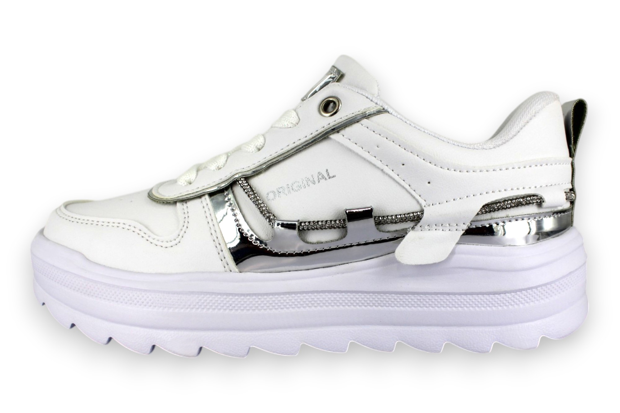 Foto 2 | Tenis Casual Blanco Plata Mujer Tauret Newk