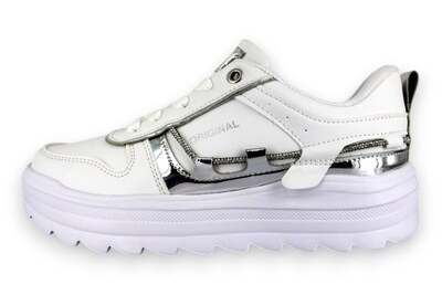 Foto 2 | Tenis Casual Blanco Plata Mujer Tauret Newk