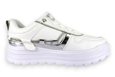 Foto 3 | Tenis Casual Blanco Plata Mujer Tauret Newk