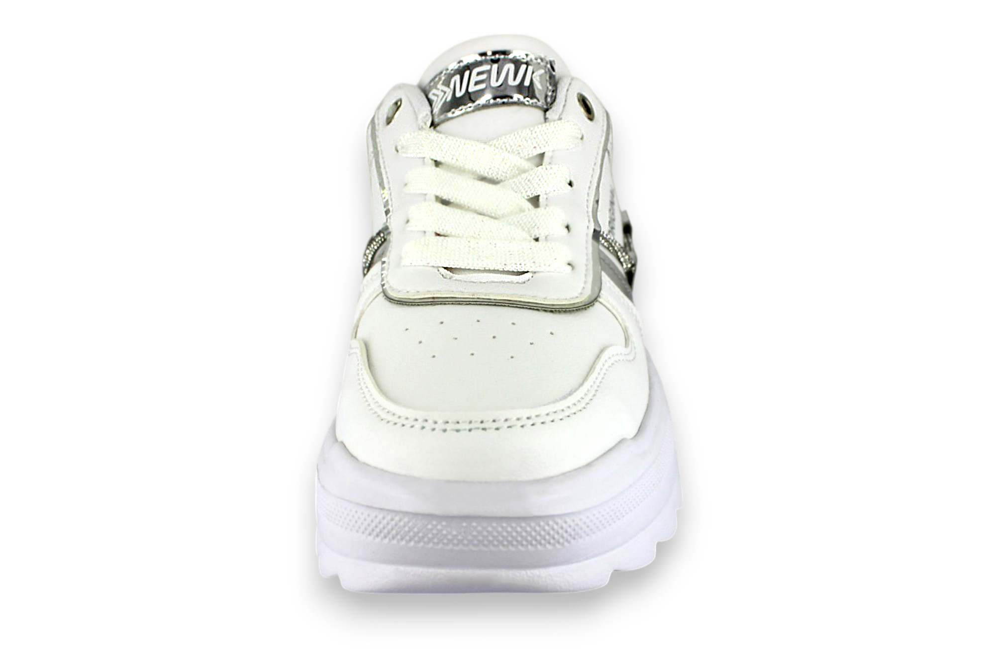 Foto 5 pulgar | Tenis Casual Blanco Plata Mujer Tauret Newk