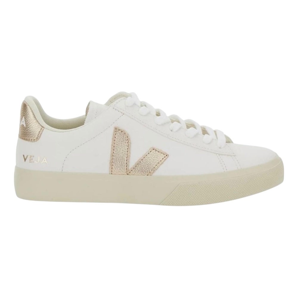 Foto 1 | Tenis Veja De Campo Platinum Blancos Con Logo Dorado