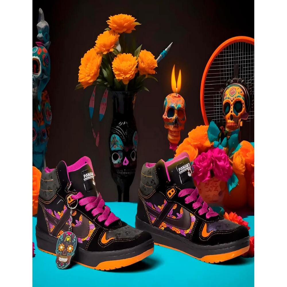 Foto 7 | Tenis Edición Limitada Panam Dia De Muertos Para Hombre Negro