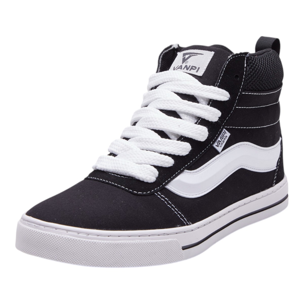 Foto 1 | Tenis Calzado Watanabe Color Negro Costuras Blancas Bota