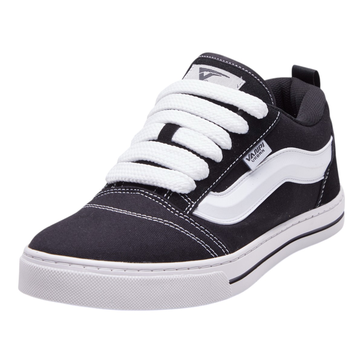 Tenis Calzado Watanabe Color Negro Costuras Blancas Textil