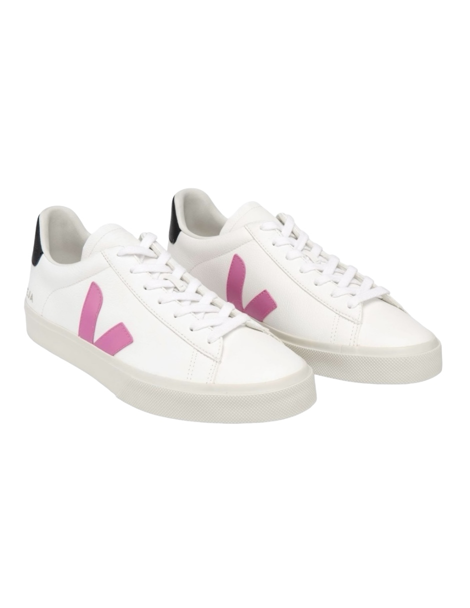Foto 4 pulgar | Tenis De Campo Veja Color Blanco Con Logo Fucsia