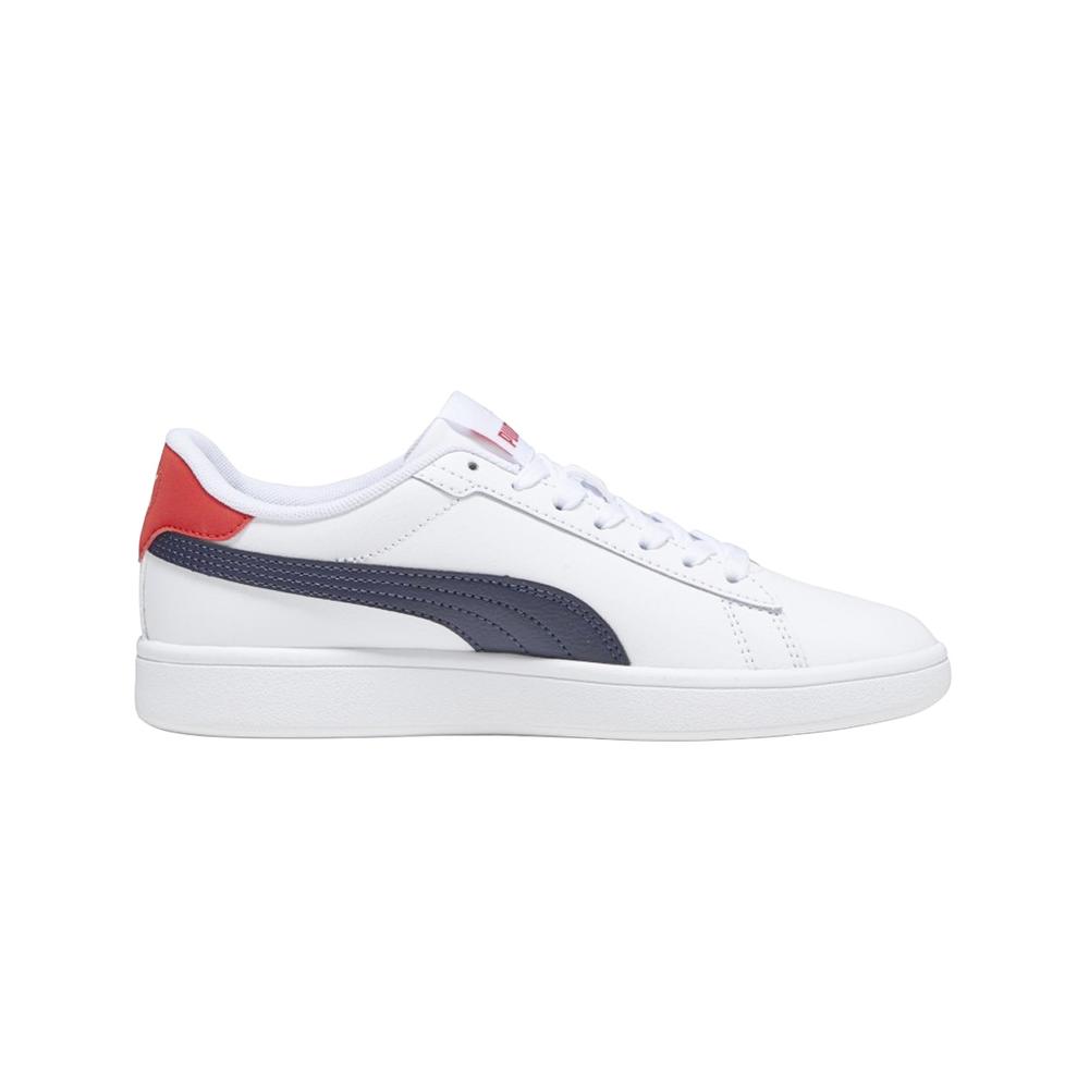 Tenis Puma  Smash 3.0 L Jr En Blanco Marino 22-25 Juvenil Blanco