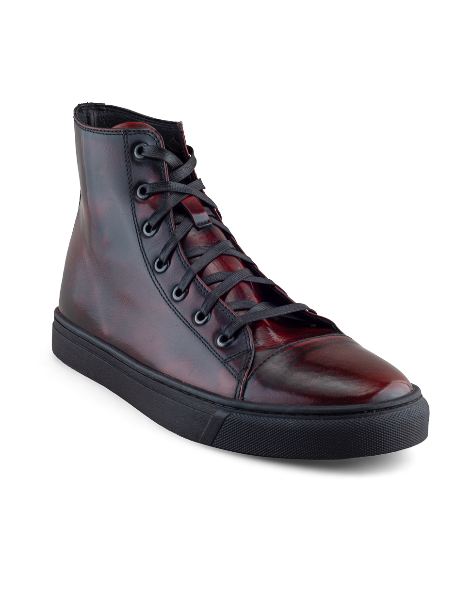 Foto 2 pulgar | Sneaker Tipo Bota Para Hombre Piel Vacuno Camaleón Vino Dasalo