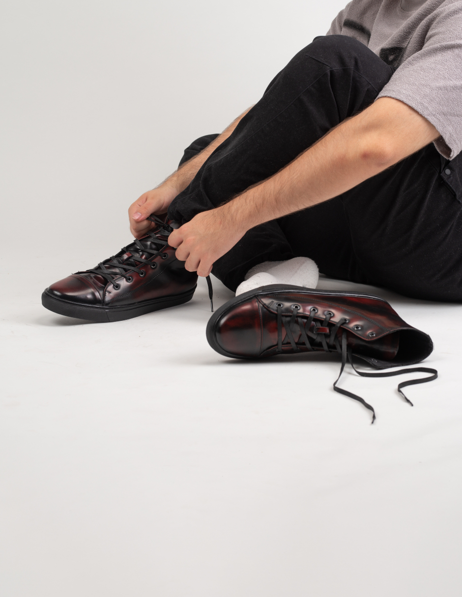 Foto 7 pulgar | Sneaker Tipo Bota Para Hombre Piel Vacuno Camaleón Vino Dasalo
