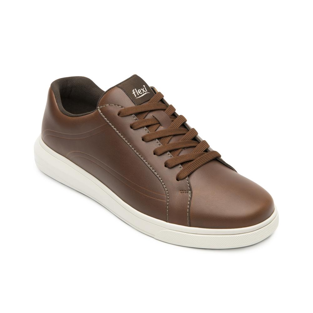 Foto 4 pulgar | Tenis Flexi Casuales 415301 color Marrón de Piel para Hombre