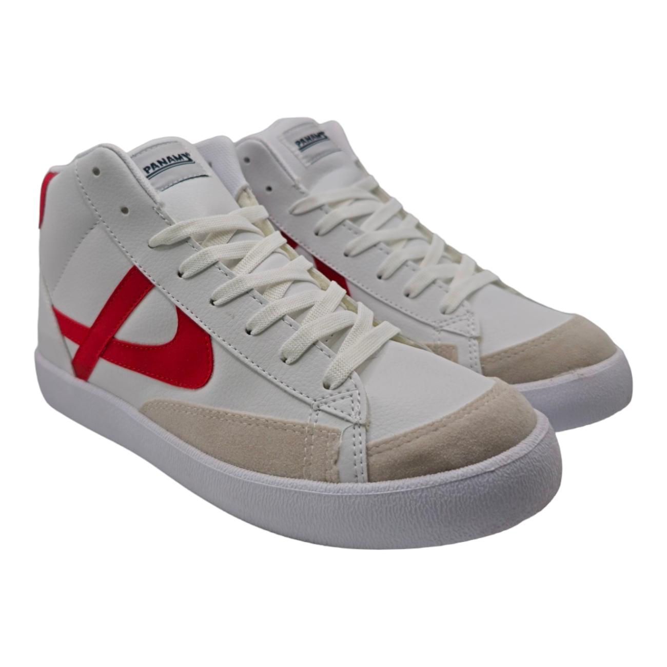 Tenis Panam Tipo Bota Loreto Bombero color Blanco con Rojo Unisex