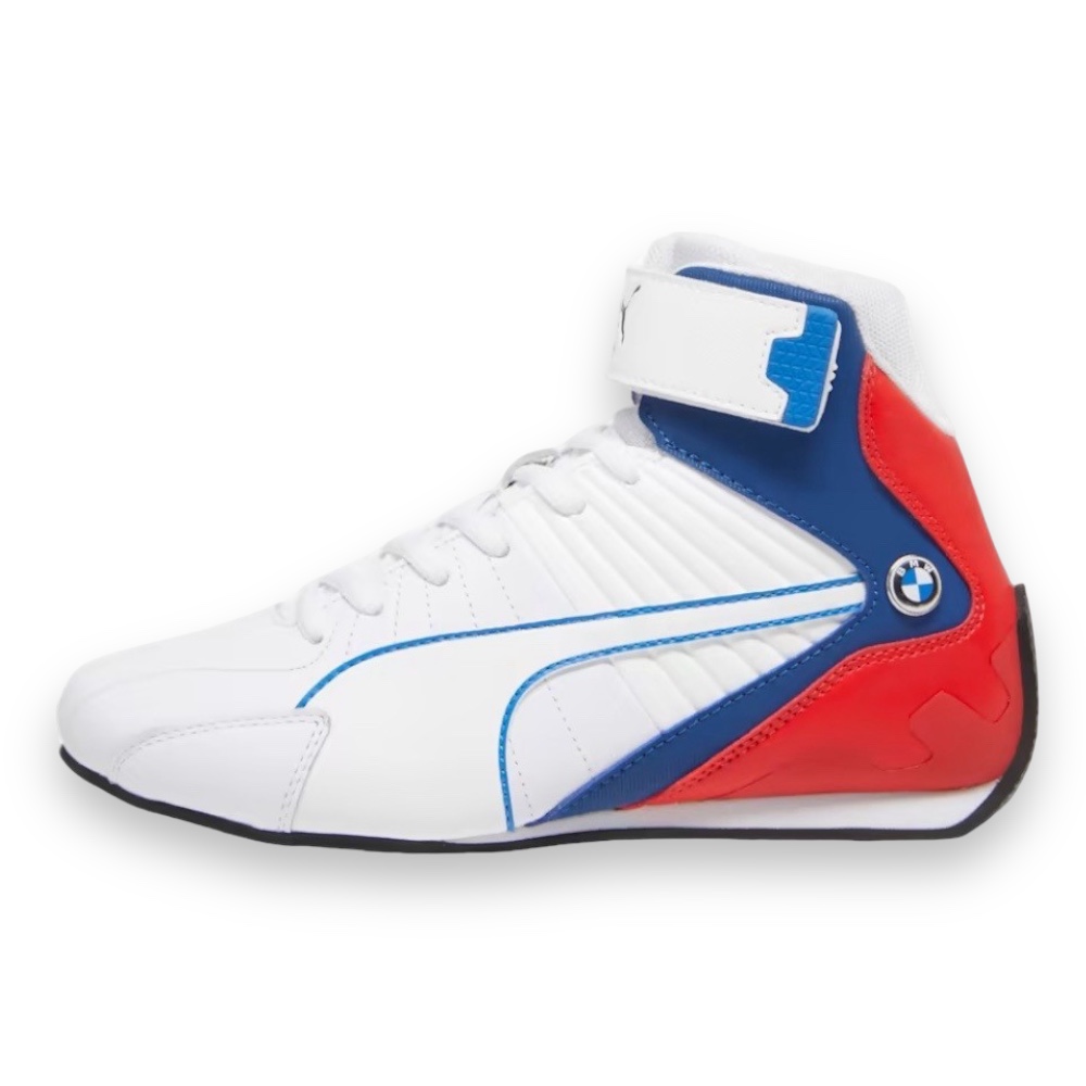 Tenis Puma Bmw M Motorsport Kart Cat Rl Mid Blanco con Azul y Rojo