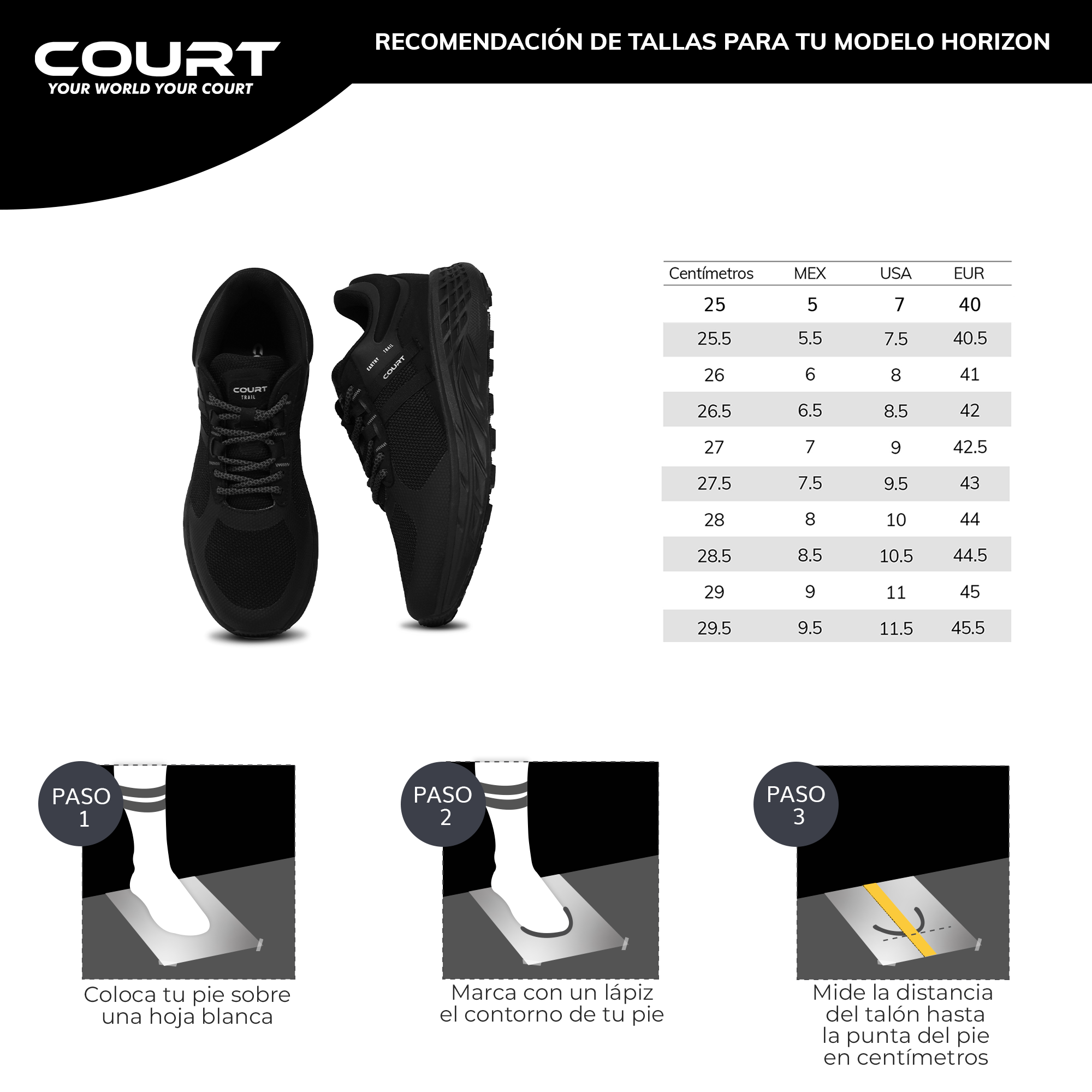 Foto 7 pulgar | Tenis Court Negros para Hombre