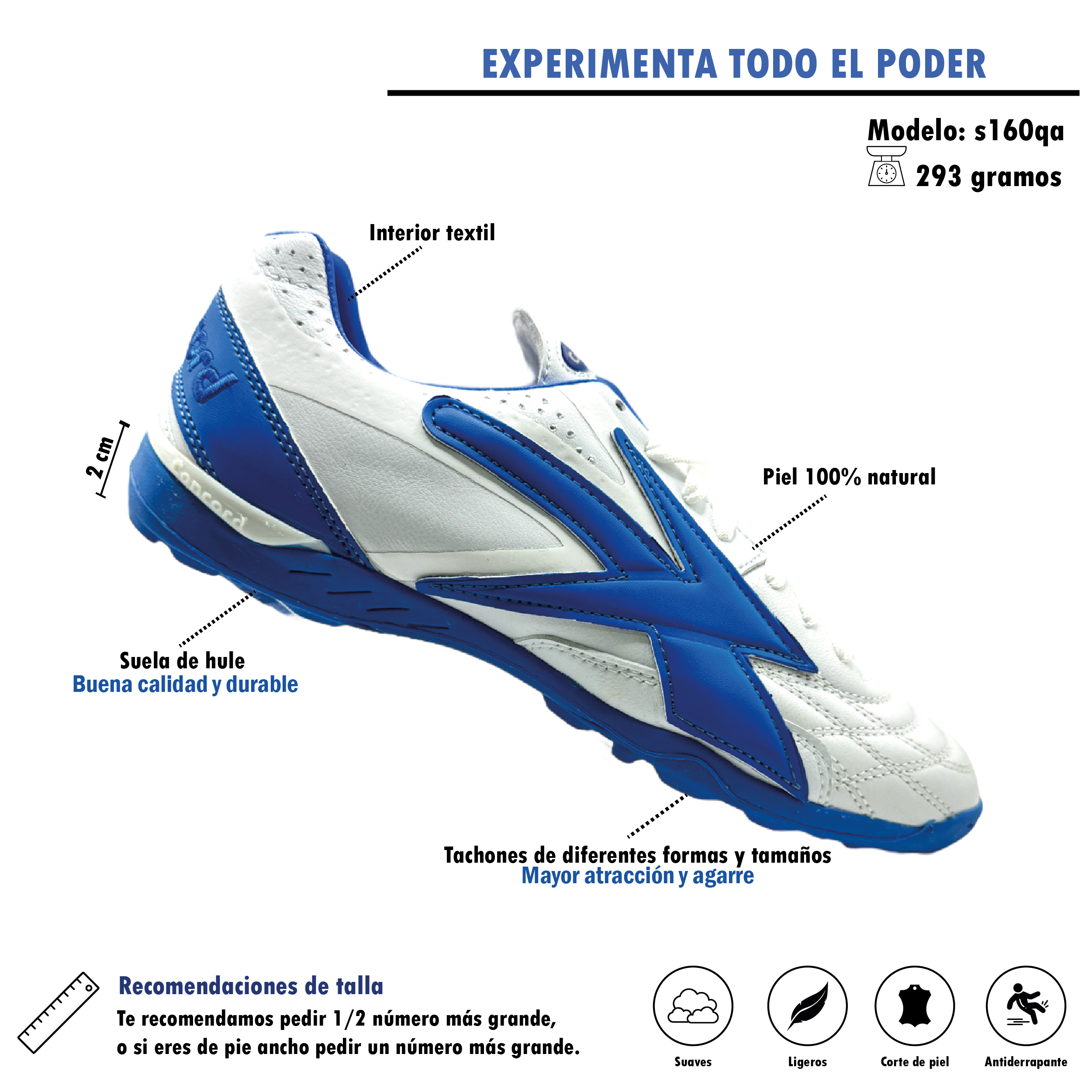 Foto 5 pulgar | Taquetes Deportivos Concord S160qa Azules para Hombre