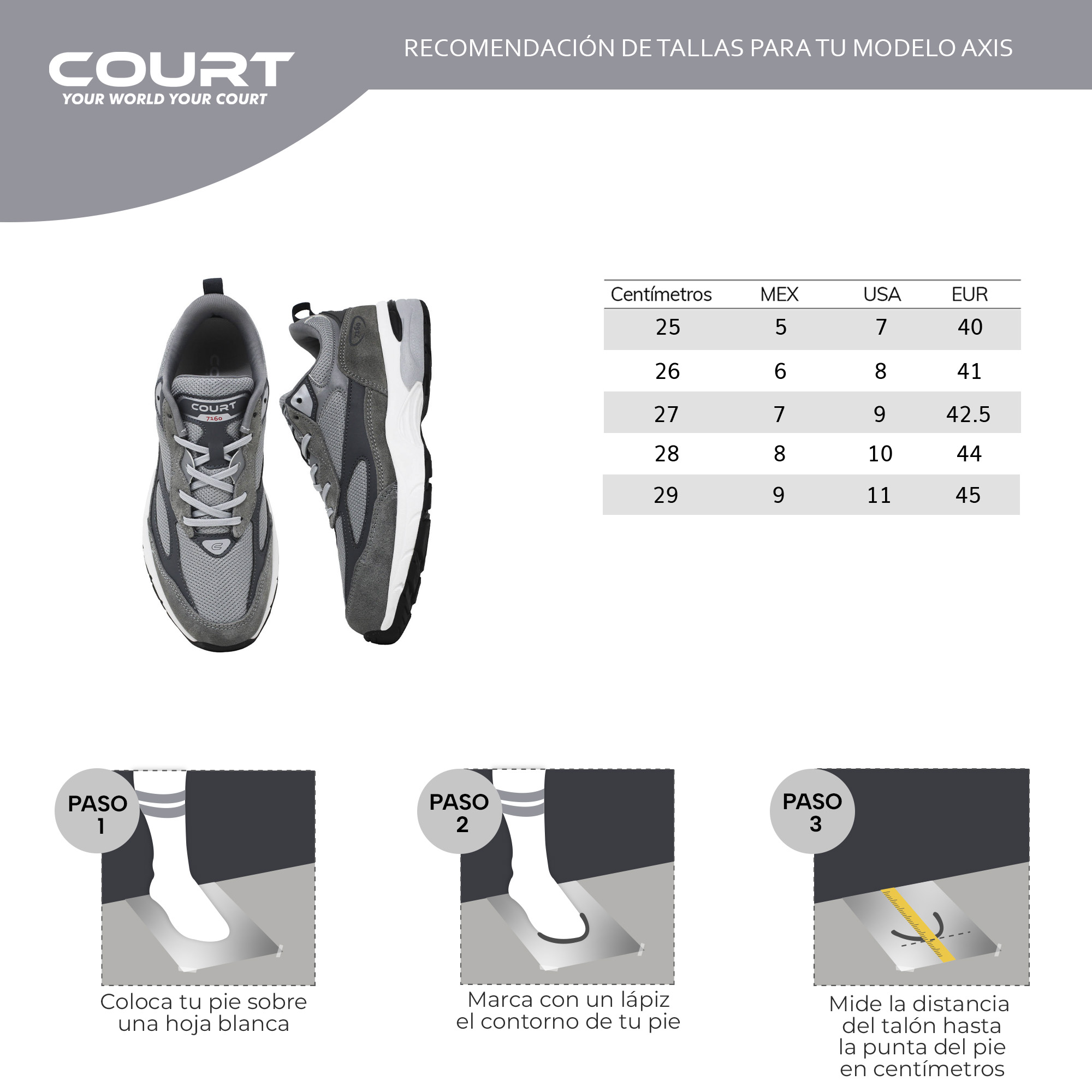 Foto 9 pulgar | Court Axis | Tenis Deportivo / Casual Para Hombre, Ultra Cómodos, Estilo Deportivo Y Elegante.