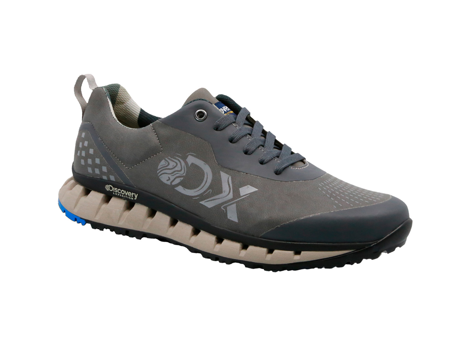 Foto 2 pulgar | Tenis Sneaker Senderismo Discovery Tai 2344 Gris Para Hombre