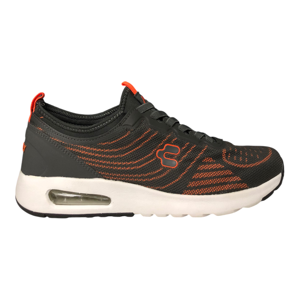 Tenis Deportivo Gris/naranja Para Caballero Charly