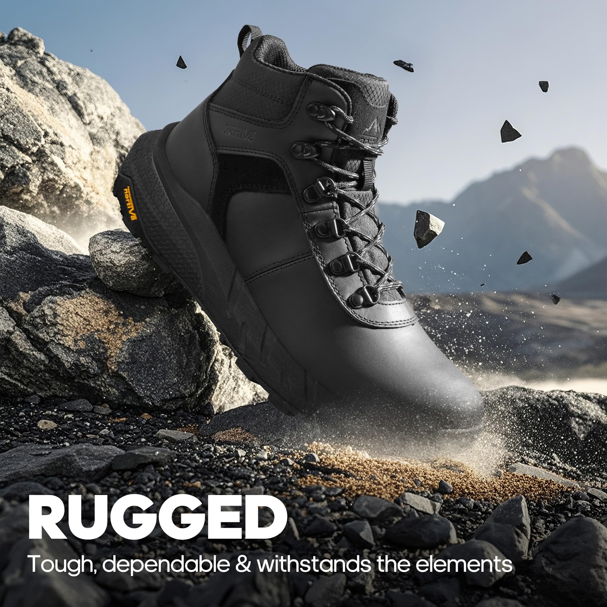 Foto 6 | Botas De Senderismo Nortiv 8 Nmumhb2505 Impermeables De Cuero Para Hombre, Color Negro 10.5 - Venta Internacional.