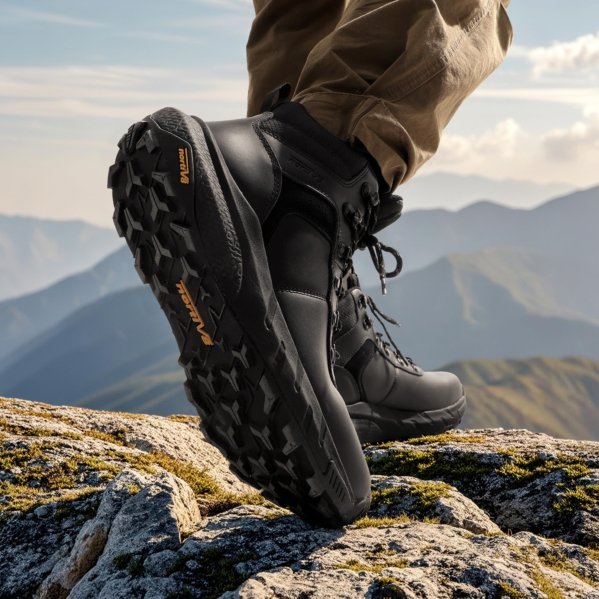 Foto 7 | Botas De Senderismo Nortiv 8 Nmumhb2505 Impermeables De Cuero Para Hombre, Color Negro 10.5 - Venta Internacional.