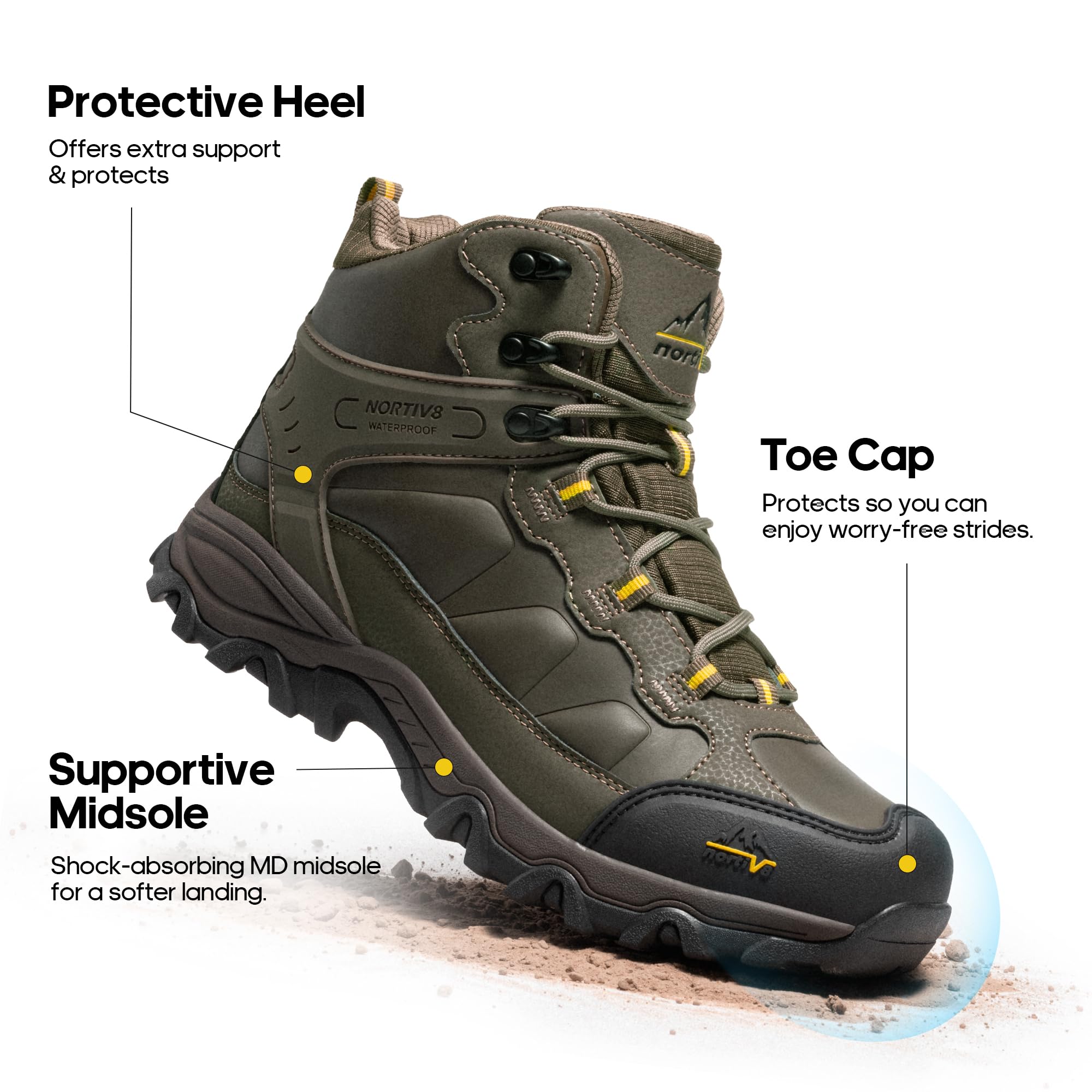 Foto 7 pulgar | Botas De Senderismo Nortiv 8 Paladin Impermeables Para Hombre Olive 7.5us - Venta Internacional.